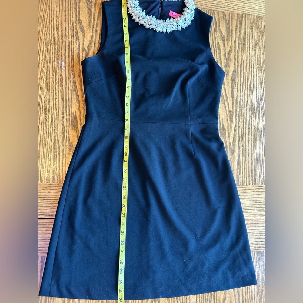 Betsey Johnson Black Sleeveless Mini Dress Pearl Beaded Embellishments Size 10 - Picture 9 of 13
